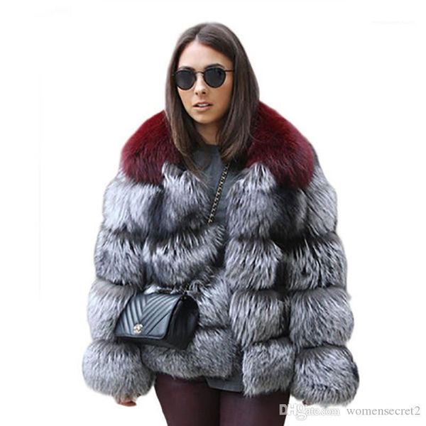 

fashion contrast colorthickened warm outwear casual long sleeve coats women clothing women winter designer faux fur coat, Black