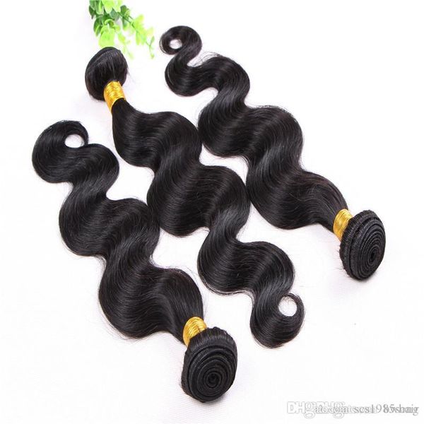 

body wave virgin human brazilian hair extensions weave peruvian hair 3 bundles 100g/piece one lot, Black
