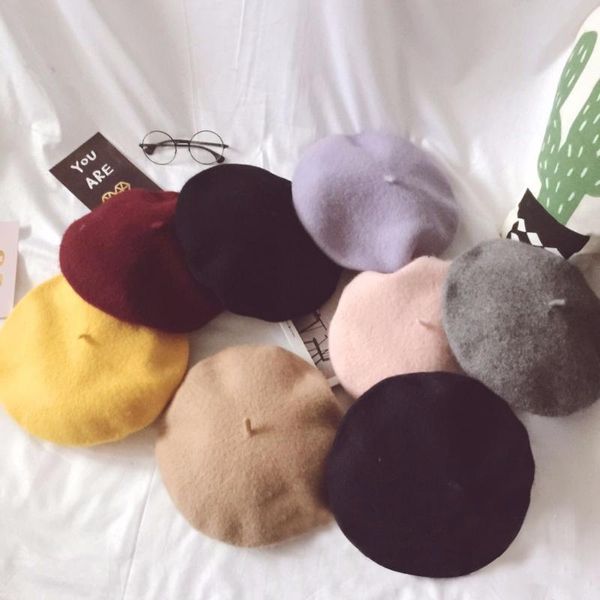 

30% off 100% authentic pure wool beret painter hat bud cap woolen cap sen female line sketch women hat 013, Blue;gray