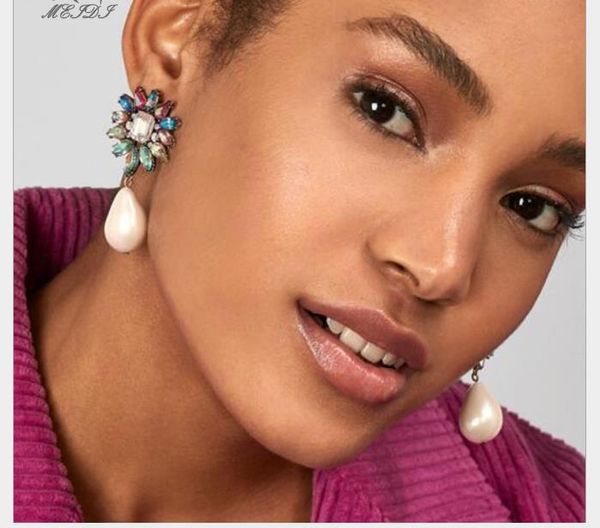 

новая мода серьги темперамент капли воды жемчуг украшение цвет алмаз девушка, Golden;silver