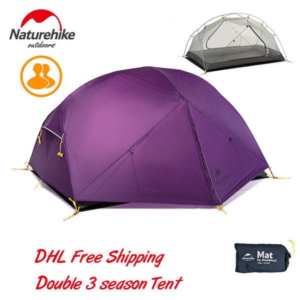 

naturehike mongar 2 person 3 season ultralight camping tent 20d silicone fabic double layer waterproof rainproof tent with mat