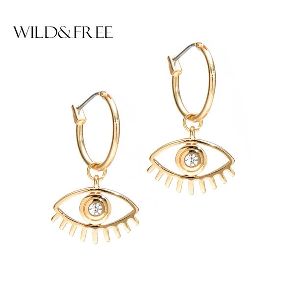 

wild & women punk eyes dangle earrings fashion zinc alloy gold color circle big eye charming earring bohemian jewelry, Silver
