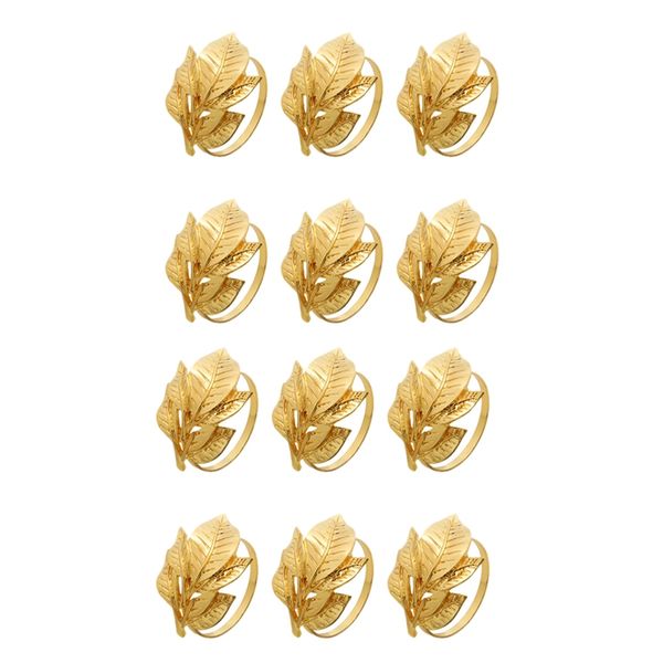 

napkin rings 12pcs for wedding dinner party kitchen leaf serviette buckle holder table decoration,gold