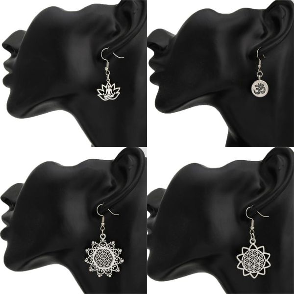 

1pair flower of life religious earring jewelry arabia india yoga jewelry thailand india hippie yoga, Silver