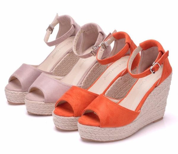 

large size wedges sandals bohemia style womens sandals rope high heel fish mouth small size women shoes 32,33,43,44, Black