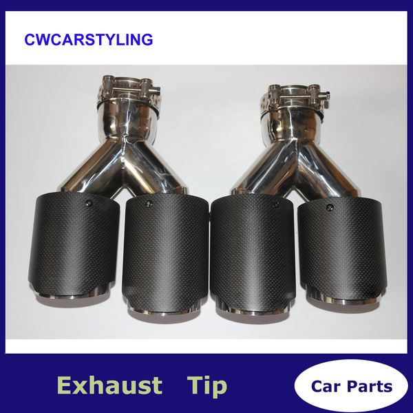 

one pair y model ak car exhausts dual end tips universal carbon dual end muffler pipes tail tips
