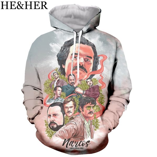 

new fashion funny 3d print men women hooded hoodie pablo escobar fashion graphic hoodie casual streetwear pullover, Black