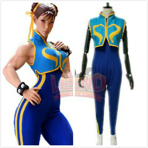 

street fighter chun li game halloween cosplay costume blue costume, Black;red