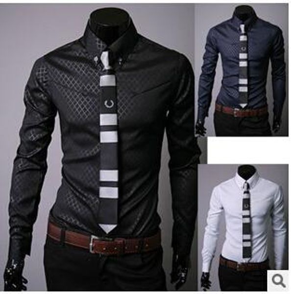 

Men lim bu ine blou e cotton men de igner clothe turn down collar tommi hirt fa hion ob cure argyle dre hirt