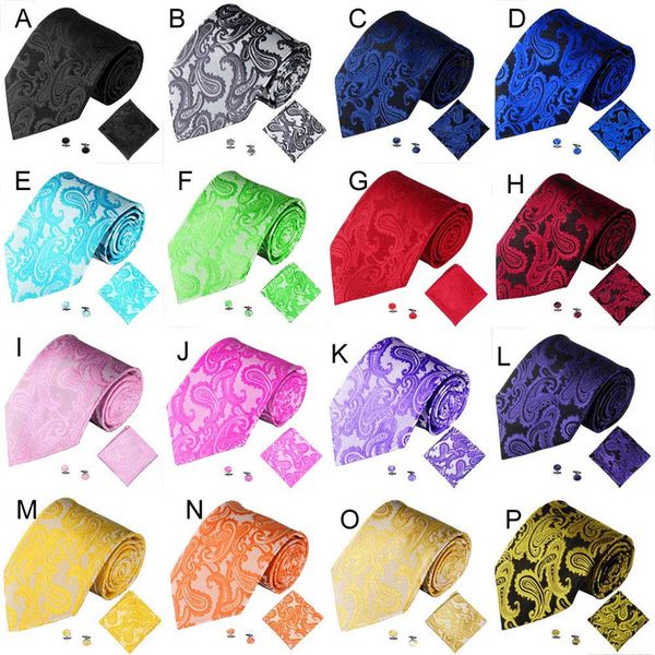 

3pcs men classic jacquard ties for wedding bridegroom 16 colors neck tie skinny pocket square handkerchief cuff link men gift#40, Blue;purple