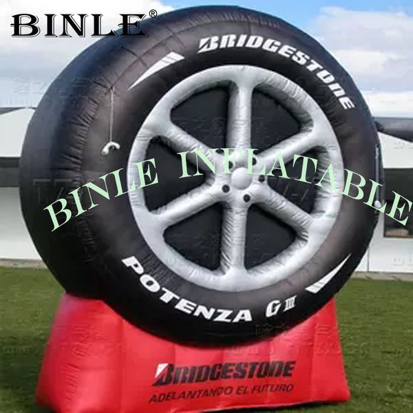 

car exhibitional show giant inflatable tire balloon/inflatable tyre model with red base for advertising