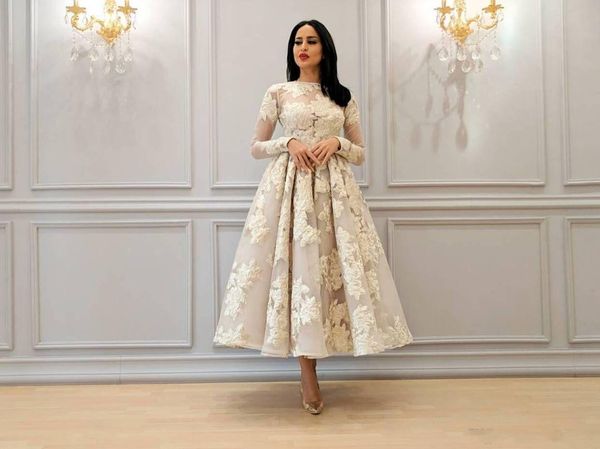 

Элегантные A-Line Вечерние Платья с Кружевами Аппликации С Длинным Рукавом Ruched Женские Вечерние Платья Платья с Открытым Вырезом