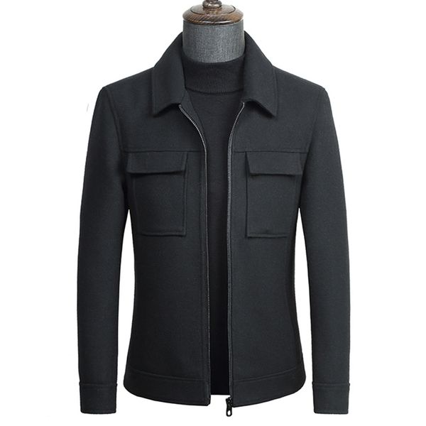 

winter black woolen coat slim wool jacket long sleeve casual overcoat plus size blend coat male 3xl 4xl overalls mens outerwear