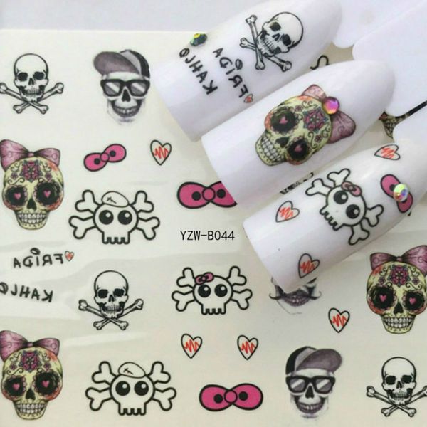 

new 1pcs butterfly skeleton nail sticker butterfly flower water transfer decal sliders for nail art decoration tattoo manicure, Black