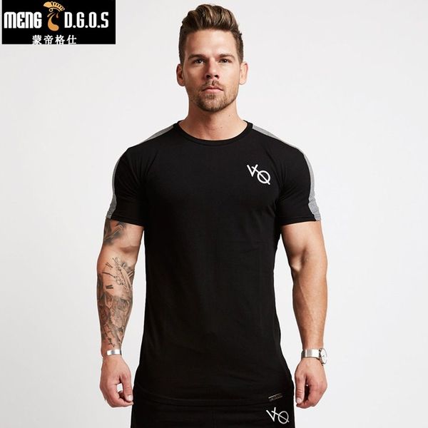 

2018 летние тренажерные залы футболка фитнес бодибилдинг crossfit slim fit хлопчатобумажные рубашки с коротким рукавом мужская мода тесные т, White;black