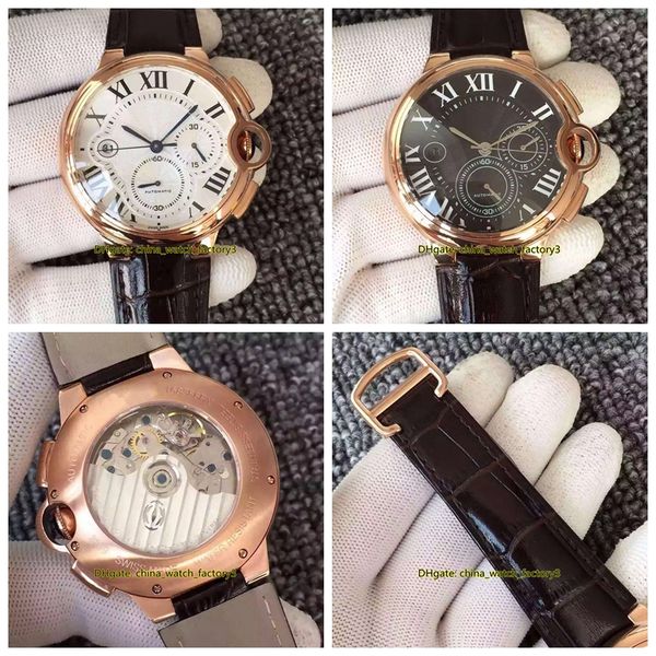

3 style selling ax maker 44mm ballon chronograph working asia eta 7750 cal.8101mc movement automatic mens watch watches, Slivery;brown