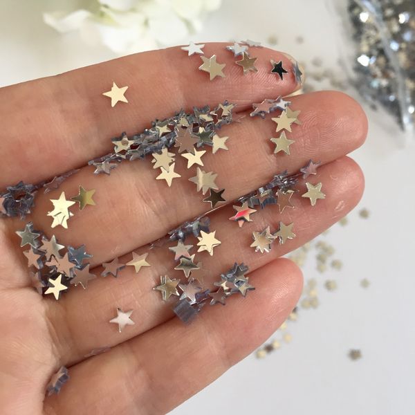 

super tiny silver pvc stars foil confetti christening baptism engagement wedding table scatters decoration kits 50g 4 mm