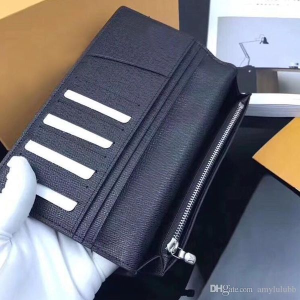 

excellent quality 2018 classic standard wallet organizer long purse money bag zipper pouch damier coin pocket note compartment wholesale, Red;black