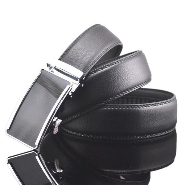 

business wear alloy automatic buckle men's belt leisure genuine leather belt male cinturones para hombre ly25-0736-1, Black;brown