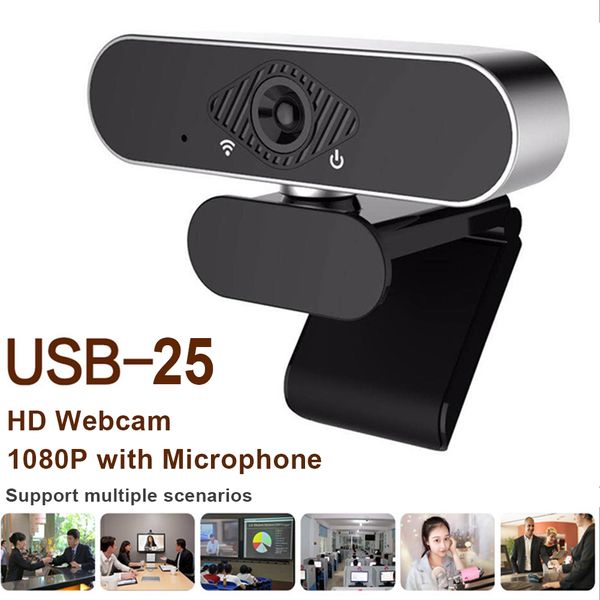 HH-USB25 2MP Webcam Full HD 1080p Web Camera Computer Computer Camerawith встроенный микрофон для живой трансляционной видеоконференции