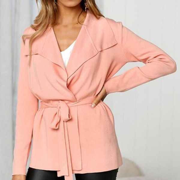 

autumn women windbreaker casual women's solid color tie windbreaker loose coat with belt female long coat women's clothing, Tan;black