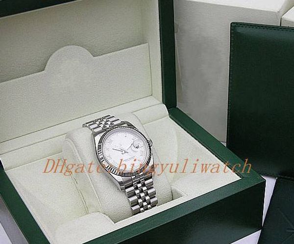 

2019 christmas gift automatic movement 36mm mens ss/18k white gold silver roman date just #116234 engravings with original box, Slivery;brown