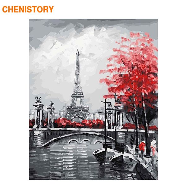 

chenistory frameless abstract paris landscape diy painting by numbers modern wall art calligraphy painting unique gift for home