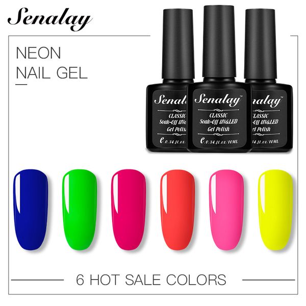 

6colors senalay gel nail polish neon gel for manicure nail art semi permanent poly base primer varnish hybrid nails polish