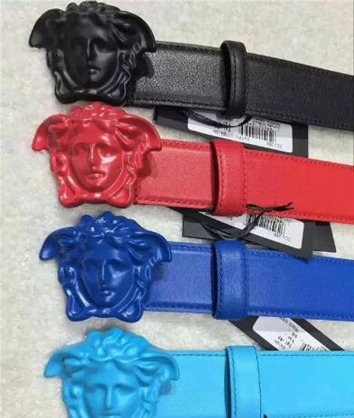 

men's reversible dress leather belt with rotate prong buckle two in one belts black/brown & black/blue size 28-54 waist innovation stra