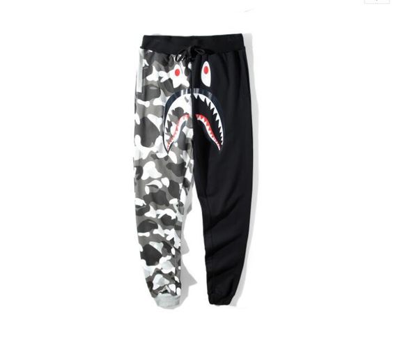 

casual fashion sports trousers for runmen casual fashion sports trousers for sport tracksuit bottoms mens joggers shark printed pant, Black
