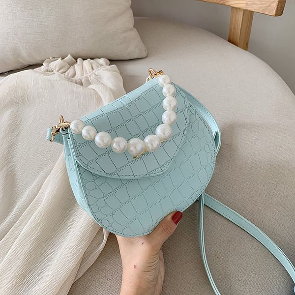 

2019 desinger small square bag exquisite pearl handbag and clutch crocodile pattern shoulder messenger bag bolsos mujer