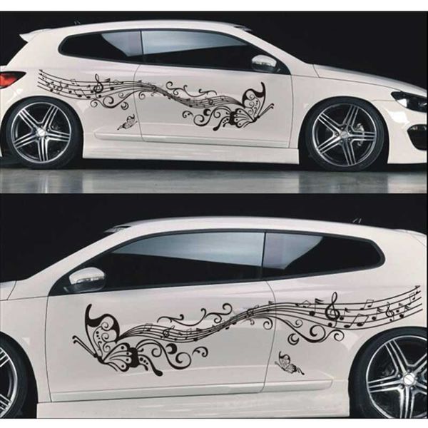 

2pcs/set car sticker butterfly note whole body decals sheet music piano lovely waistline sticker cover