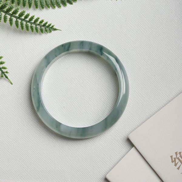 

natural burmese jadeite 54-64mm two-tone bracelet elegant princess jewelry gift, Golden;silver