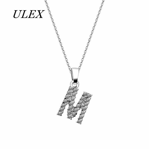 

ulex cubic zircon alphabet pendants silver color copper a-z letter pendant necklace shinning 26 initial collares jewelry dfkyu