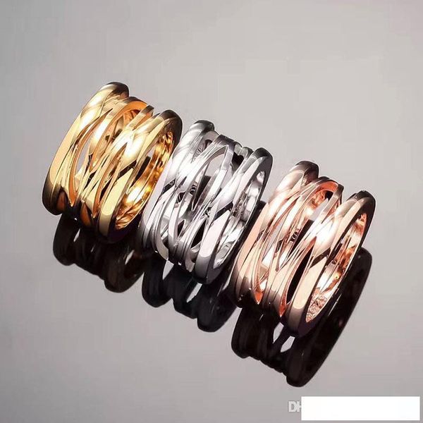 

fashion jewerly 316l titanium steel 18k gold plated gold love ring for women spring wedding rings rose gold fine jewelry, Silver