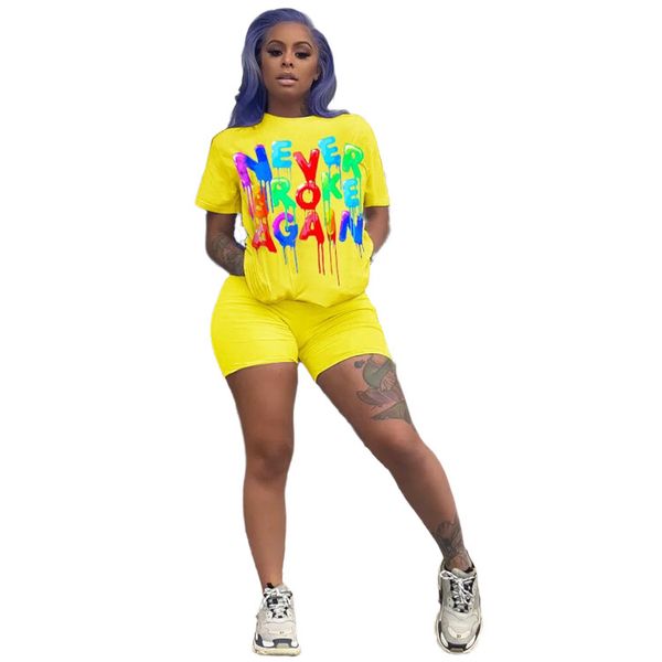 

women tie-dye print two pieces set summer panelled full sleeve slim crop tee skinny shorts casual 2 piece sets, Gray