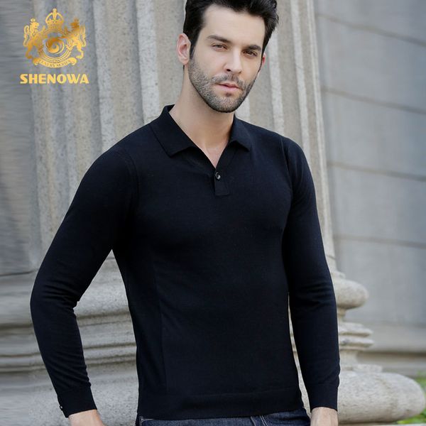 

shenowa2017 new men's wool sweater crewneck slim middle-aged long sleeve fashion and business models, White;black