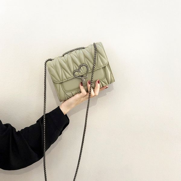

web celebrity texture leather small bag leather women's bag fashion chain messenger