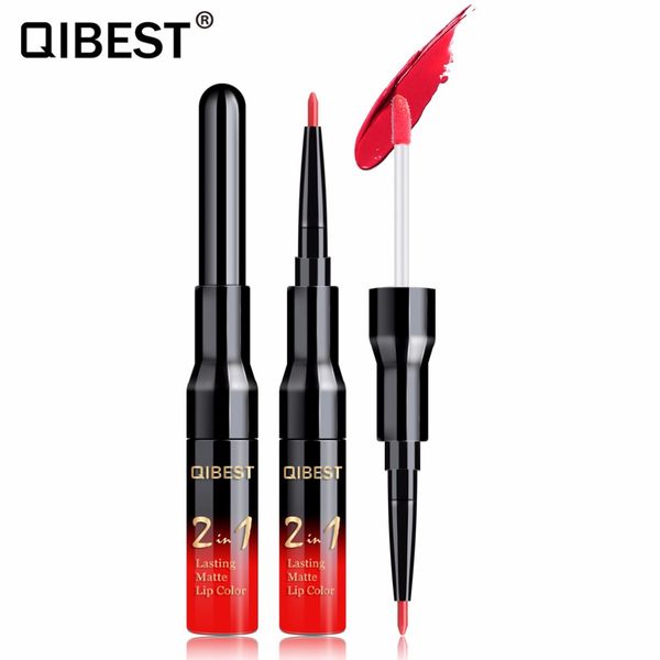 

double head liquid lipstick & lip liner moisturizes makeup matte lip stick non-staining cup rotate lipstick pen cosmetics