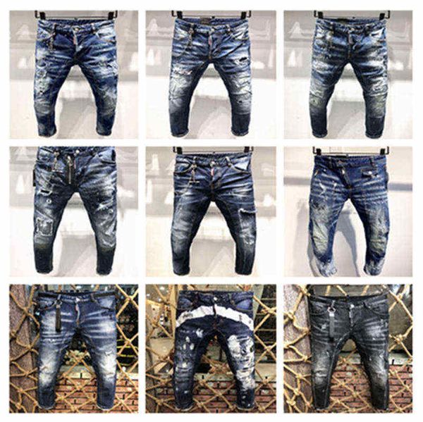 

Fw 2019 new arrival d2 brand men denim embroidery pant fa hion hole trou er italy ize 44 54, Blue