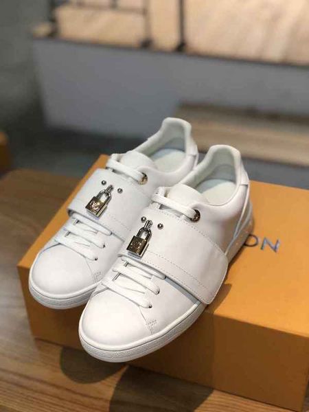 

white locky fashion real cowhide leather luxuries velcro low-loafers sneakers shoes with box 35-41, Black