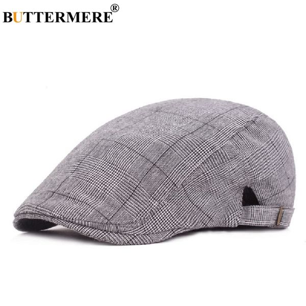 

buttermere mens flat cap hats cotton houndstooth beret hat women grey adjustable fashion spring british gatsby duckbill ivy cap, Blue;gray