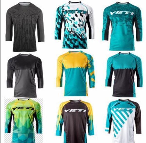 

2020 new fly downhill clothing sweat-wicking quick-drying summer 7-point sleeve jersey mountain bike riding suit off-road racing suit men, Black