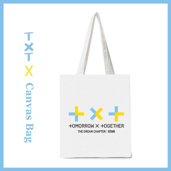 

kpop txt canvas bag handbag tomorrow x together fashion shoulder bags shopping bag k- txt fans gifts drop shipping