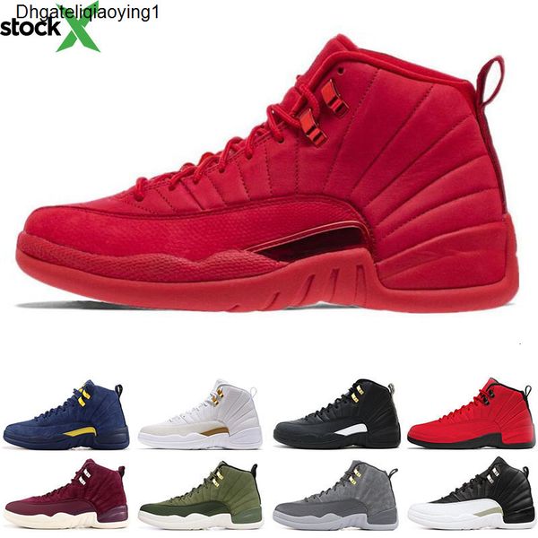 

newarrival mens 12 12s basketball shoes gym red bulls flu game university blue college navy dark grey men sports sneakers size 7-13, Black