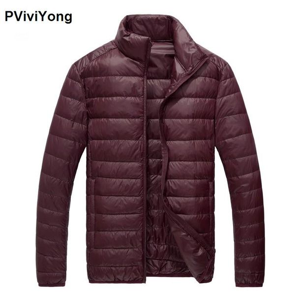 

pviviyong 2019 winter new thin down jacket men's coat mandarin collar white duck down jacket parkas 778, Black