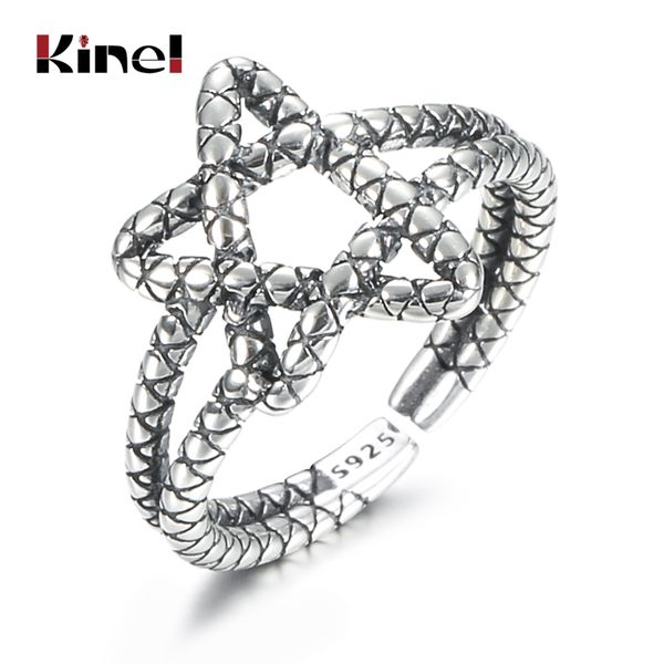 

kinel silver 925 sterling silver rings for women vintage style 925 wedding fine jewelry minimalist gift, Golden;silver