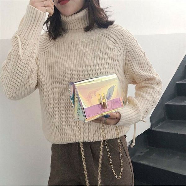 

fashion young girl laser crossbody bag women chain shoulder messenger bags handbags small purse ladies shoulder bag
