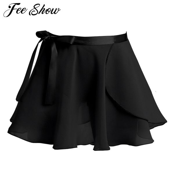 

kids skirts teen girls ballet dance basic classic chiffon mini wrap skirt with tie waist for stage performance dancewear