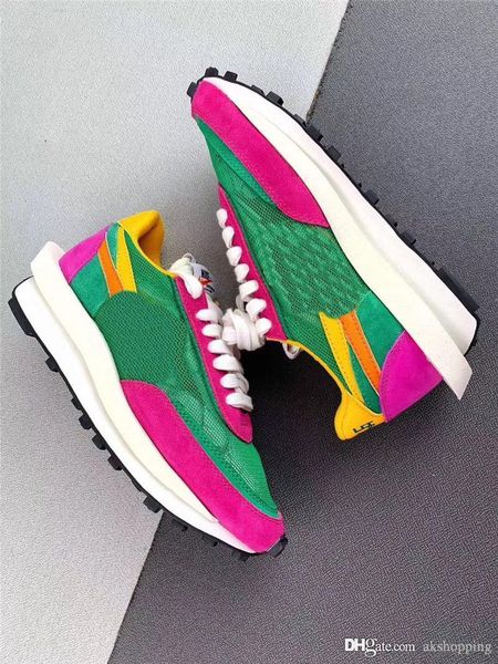 

2019 authentic ld ldv waffle sacai pink green gusto varsity multi men women running shoes sports sneakers bv0073-301 with box